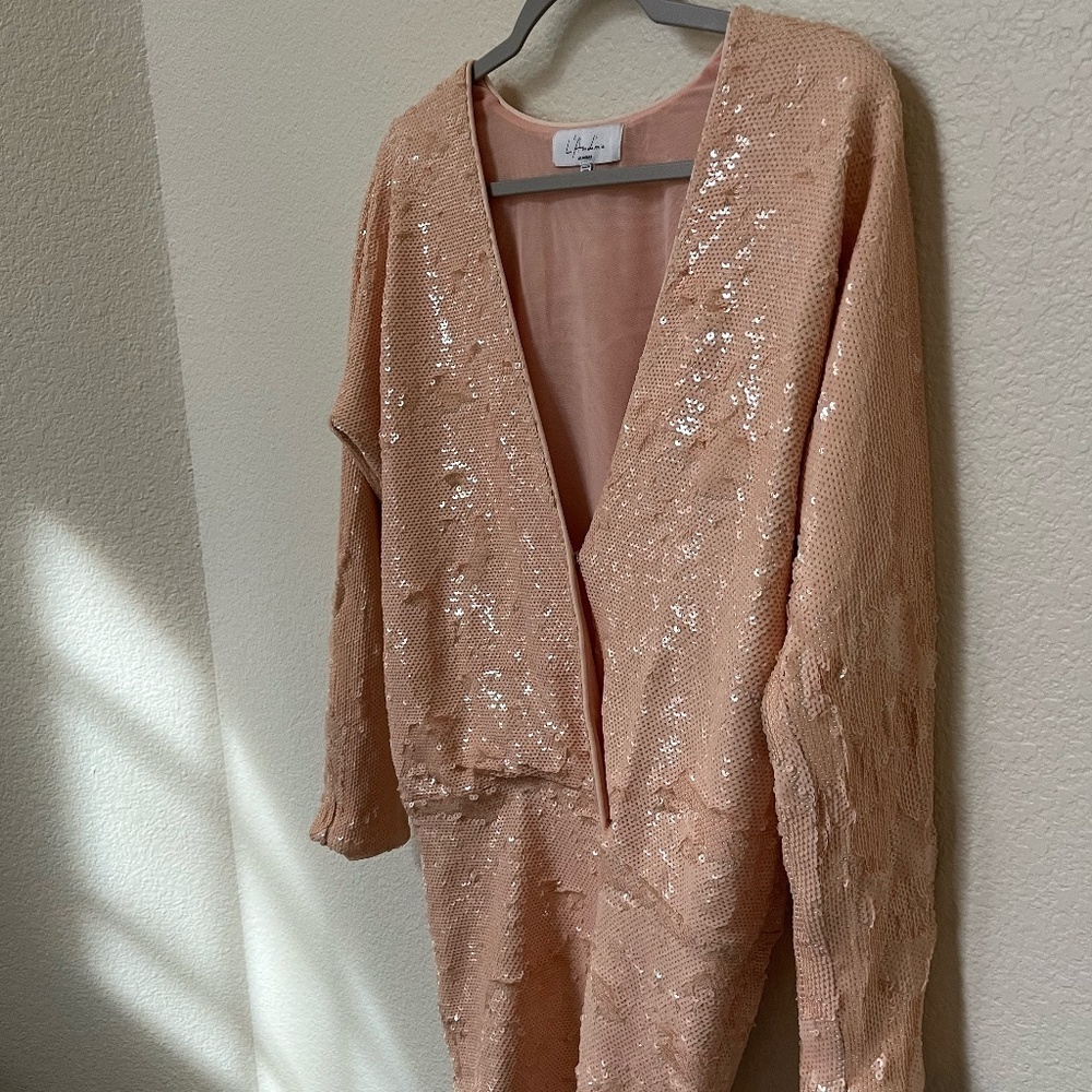 L'ACADEMIE x REVOLVE | Bestselling Clementine Sequin Mini Dress in Nude | Size S - Picture 4 of 11